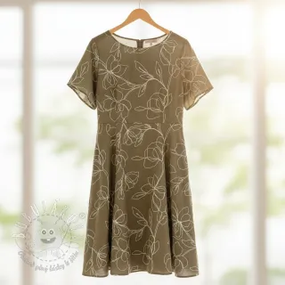 Viskóza s ľanom EMBROIDERY Flower Danielle pickle