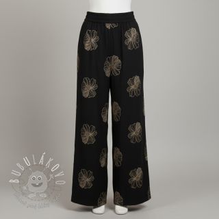 Viskóza s ľanom EMBROIDERY Flower Maya black