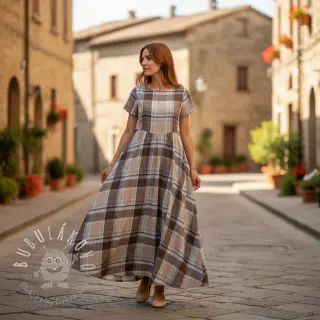 Viskóza s ľanom YARN DYED Checks taupe