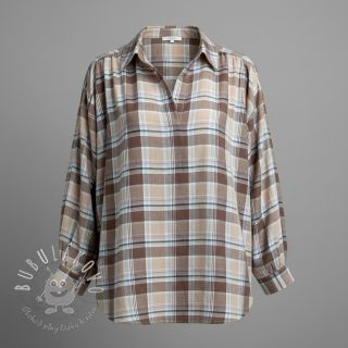 Viskóza s ľanom YARN DYED Checks taupe