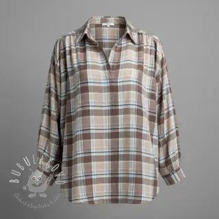 Viskóza s ľanom YARN DYED Checks taupe