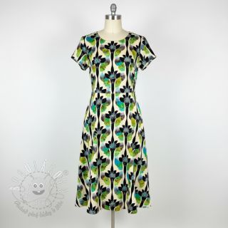 Viskóza s ľanom Artificial flower design A digital print