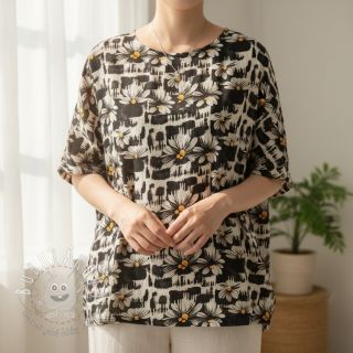 Viskóza s ľanom Daisy design A digital print