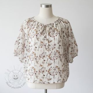 Viskóza s ľanom Agapanthus design D digital print