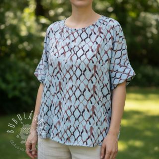 Viskóza s ľanom Ivy Diamonds design A digital print