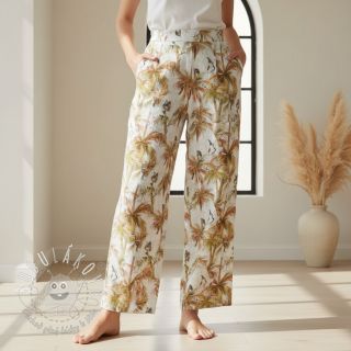 Viskóza s ľanom Crane bird design A digital print