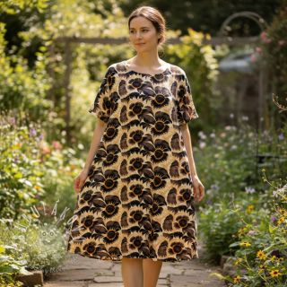 Viskóza s ľanom Sunlower design A digital print