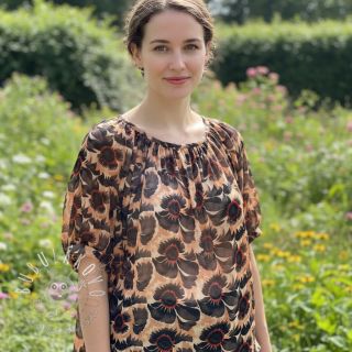 Viskóza s ľanom Sunlower design B digital print