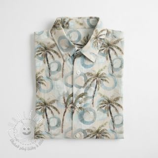 Viskóza s ľanom Palm tree digital print