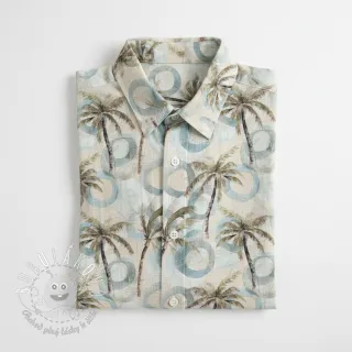 Viskóza s ľanom Palm tree digital print