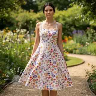 Viskóza s ľanom Natural Lin Livy blue digital print