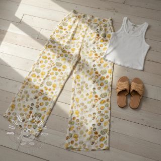 Viskóza s ľanom Natural Lin Livy yellow digital print