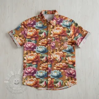 Viskóza s ľanom Marigold design C digital print