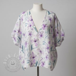 Viskóza s ľanom Natural Lin Laurel purple digital print