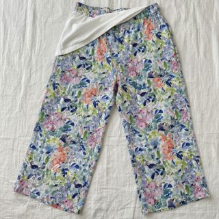 Viskóza s ľanom CREPE Flowers blue digital print