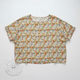 Viskóza s ľanom CREPE Flowers yellow digital print