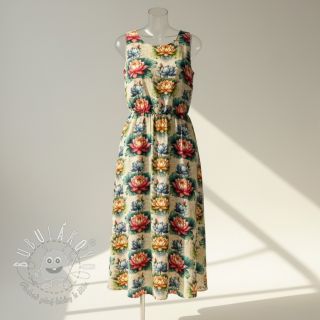 Viskóza s ľanom Clover design D digital print