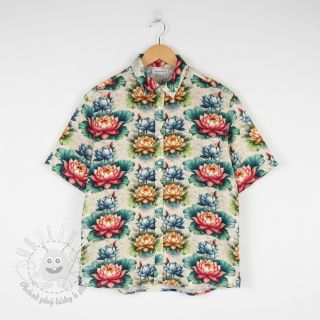 Viskóza s ľanom Clover design D digital print