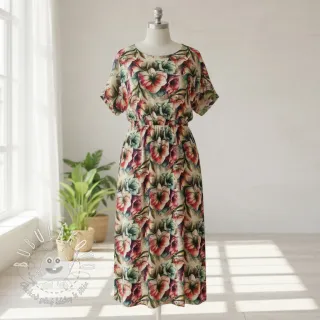 Viskóza s ľanom Azalea design A digital print