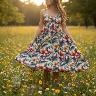 Viskóza s ľanom Jasmine design C digital print