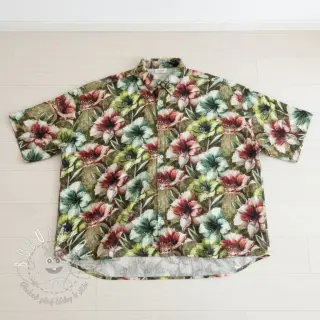Viskóza s ľanom Azalea design C digital print