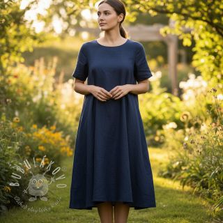 Viskóza s ľanom PREMIUM navy blue
