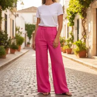Viskóza s ľanom PREMIUM fuchsia
