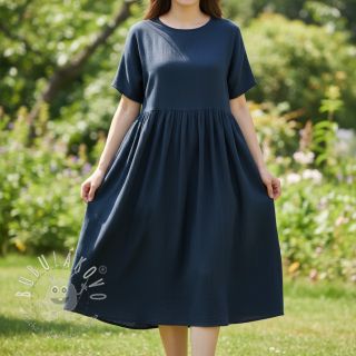 Viskóza s ľanom CRINCLE navy