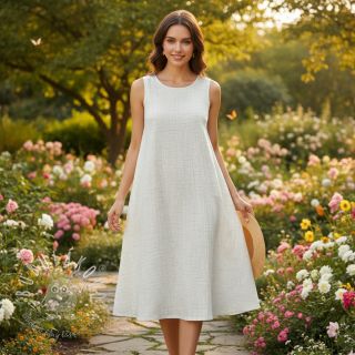 Viskóza s ľanom CRINCLE off white