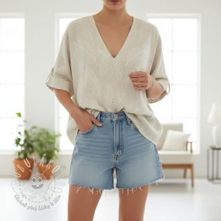 Viskóza s ľanom natural Leaves border