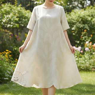 Viskóza s ľanom natural Leaves border