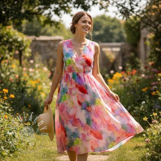 Viskóza SATIN Ambre pink digital print