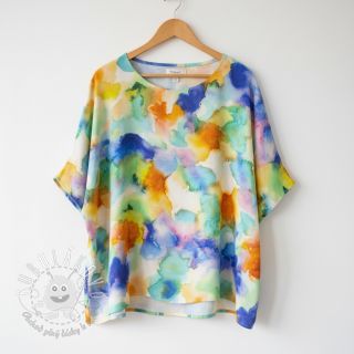 Viskóza SATIN Ambre blue digital print