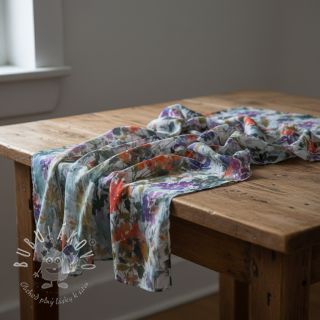 Viskóza SATIN Flowie Kin off white digital print