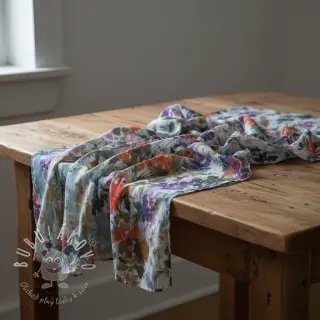 Viskóza SATIN Flowie Kin off white digital print