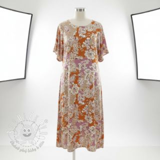 Viskóza SATIN Flowie Noe orange digital print