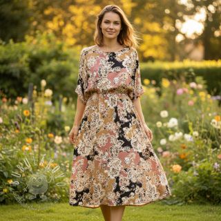 Viskóza SATIN Flowie Noe black digital print