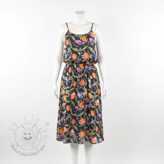 Viskóza SATIN Leaves and oranges digital print