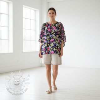 Viskóza RADIANCE Flower Uma navy digital print