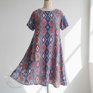 Viskóza RADIANCE Geometric petrol digital print