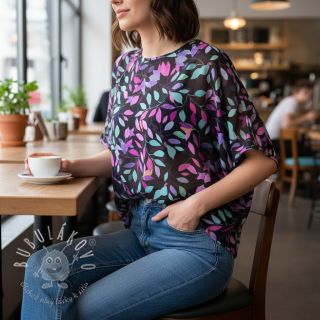 Viskóza RADIANCE Barbara black digital print