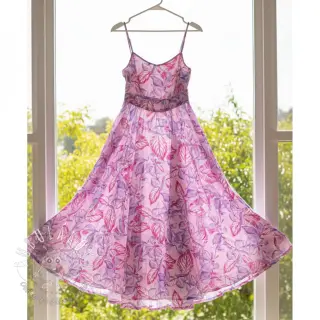 Viskóza RADIANCE Anabella leaves pink digital print