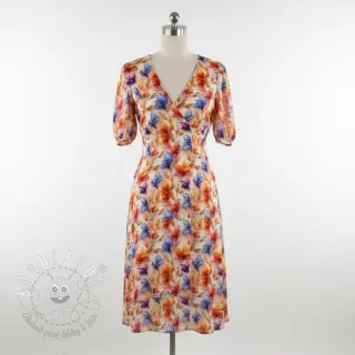 Viskóza RAYON POPLIN Leafs design D digital print