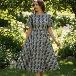 Úplet VISCOSE Structure grey digital print