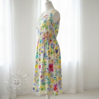 Viskóza STRETCH Watercolour flowers design B digital print