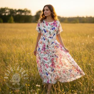 Viskóza LUREX Tossed flowers white digital print