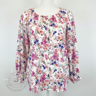 Viskóza LUREX Tossed flowers white digital print