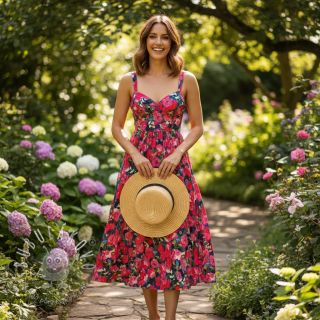 Viskóza LUREX Pink flowers digital print