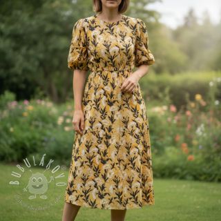 Viskóza LUREX White flowers ecru digital print