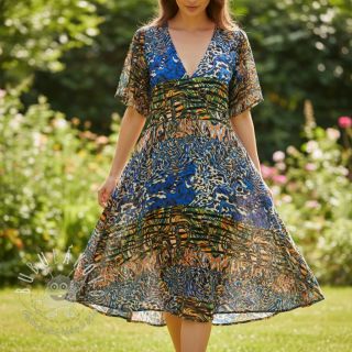 Viskóza Dimulti dark blue digital print